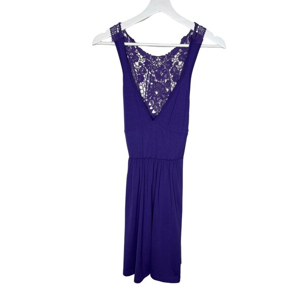 Urban Outfitters LUX Purple Fit & Flare Lace Back Mini Dress Size XS - Picture 2 of 12